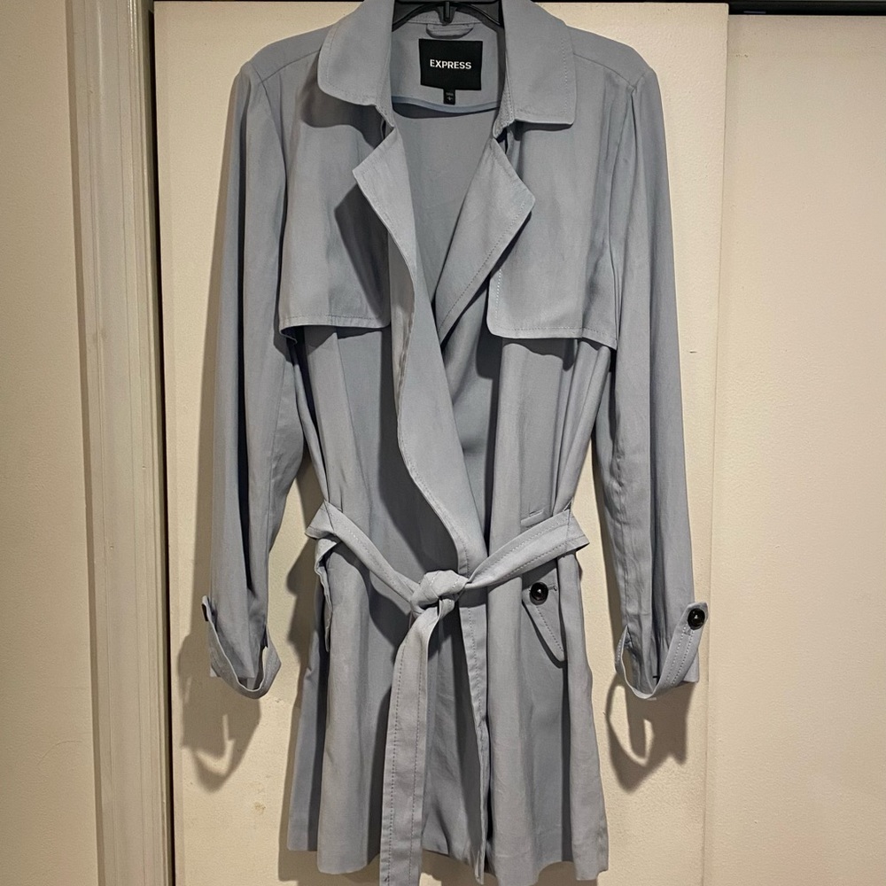 Large baby blue trench coat express